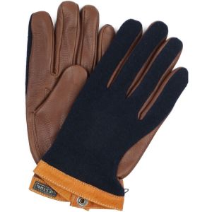 Hestra Gants Wool Tricot Marine Chocolate En Cuir Bleu Bleu fonc&eacute; Marron taille 10
