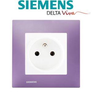 Siemens Prise 2P+T Blanc Delta Viva + Plaque Violet