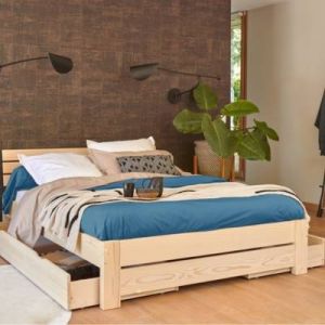 Housse de couette percale bio Elise CAMIF Bleu paon 220 x 240 cm