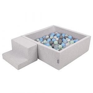 Aire De Jeux En Mousse Avec Carré Piscine à Balles (200 Balles) Pour Enfants, Gris Clair: Perle/Gris/Transparent/Babyblue/Menthe - gris clair: