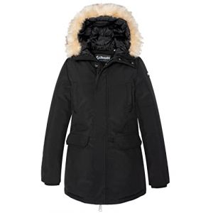 Schott NYC Mixte Jktnellyw PARKA CAPUCHE FAUSSE FOURRURE, Noir, XL EU
