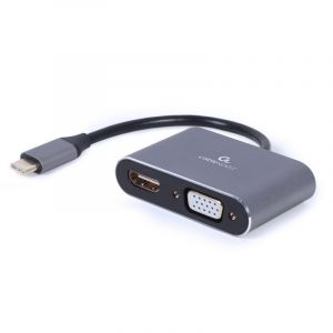 Gembird A-USB3C-HDMIVGA-01 adaptateur graphique USB 3840 x 2160 pixels Gris
