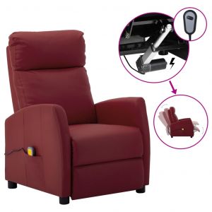 Image de VidaXL Fauteuil inclinable électrique de massage Similicuir Bordeaux