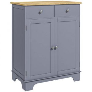 Homcom Buffet multi-rangement 2 portes avec étagère réglable 2 tiroirs coulissants plateau bois d'hévéa