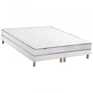 Ensemble Matelas 100% latex 5 zones ORIGINEL + Sommier Spécial Dos Sensible Fabriqué en France Dimensions 2x80 x 200 cm, Sommier Blanc