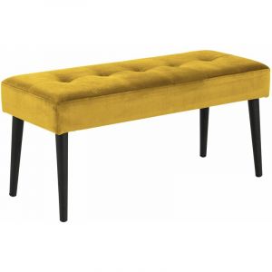 Banc 2 places Bella en métal et tissus effet velours - Longueur 159 Profondeur 56 Hauteur 86cm - Jaune