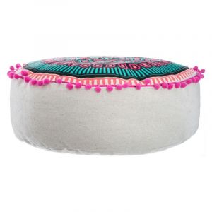 Image de Pouf à Pompons Imprimé "Rosa" 45cm Multicolore Prix