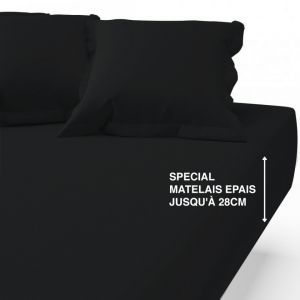 Drap-housse grand bonnet polycoton TERTIO - Noir