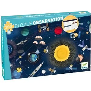 Djeco Puzzle d obervation : espace : fusee systheme solaire satellite planete 200 pieces jeu eductif enfant