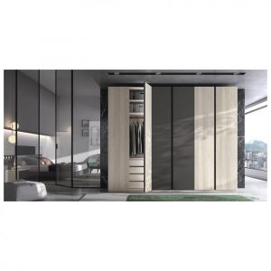 Armoire 6 portes poignée Perfil standard 238,4 x 220 cm 4 tiroirs couleur Tundra Pizzara Laquée