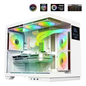 Spirit of Gamer Boîtier PC Gamer - VIPER CRX ARTIC - Écran LCD Multifonction - Verre Trempé - Compatible ATX