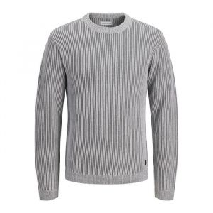 Jack & Jones Jjedover Knit Crew Neck Sn, Mélange de Gris Clair, M Homme