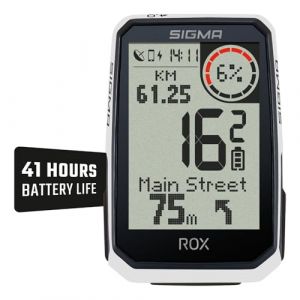 Sigma ROX 4.0 Endurance White HR Set |GPS y Compris cardiofréquencemètre et OVERCLAMP Butler | 41 Heures d'autonomie de la Batterie | Compatible avec Les E-Bikes | 30 Fonctions comme l'altimétrie