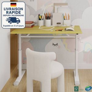 Bureau debout r&eacute;glable en hauteur,cadre en acier - 60 x 100 x (60- 90) cm - Couleur du bois
