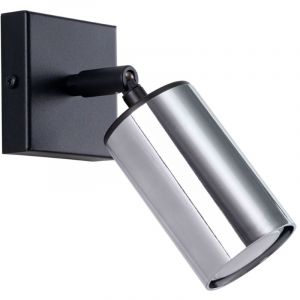 SOLLUX lighting - Winx Luminaire Mural - Applique - Lampe Décorative - Lampe LED - Faible Consommation - GU10, 1x max 10W LED, ~230V, 50Hz - Noir/Chrome - 8x8x18,5cm