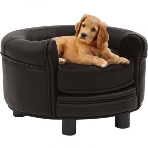 VidaXL Canapé pour chien Marron 48x48x32 cm Peluche et similicuir