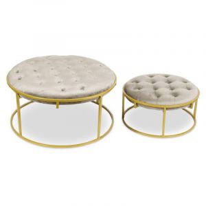 Image de Lot de 2 Poufs Design en Velours "Valona" 75cm Taupe Prix