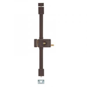 THIRARD Serrure en applique Horga marron cylindre rond transit 2 à tirage 140 x 88 mm gauche 4 clés pour porte d'entrée