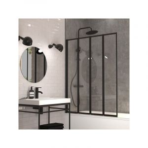 Gelco DESIGN Pare-baignoire pivotant pliant transparent noir, H.140 x l.110 cm Exalt