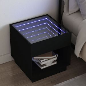VidaXL Table de chevet avec led infini noir 50x50x50 cm