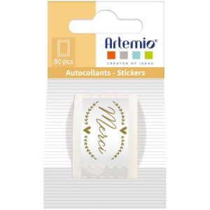 Artémio Stickers Timbre Collection On se marie - Merci - 25 x 33 mm - 80 pcs
