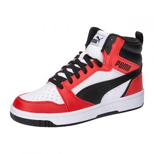 Puma Unisex Kids Rebound V6 Mid Jr Baskets White Black For All Time Red, 35.5 EU