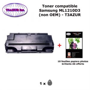 T3Azur Toner ML1210D3 pour imprimante Samsung ML 1010, 1020M, 1210, 1220M, 1250, 1430+ 10f A6 brillantes T3AZUR