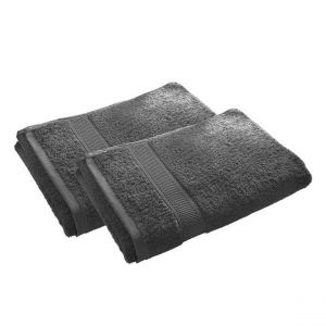 Lot de 2 serviettes de toilette Gris fonc&eacute; en Coton CLAIRE