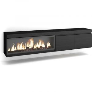 Skraut Home - Meuble tv, Banc Télé, Grand espace de Rangement, 210, Pour les tv jusqu'à 80', Cheminée électrique xxl, Suspendu, Mural, Style moderne,
