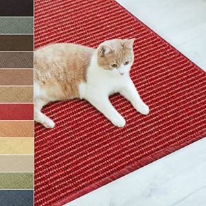 Floordirekt | Tapis Griffoir | Tapis à Chat en Sisal Naturel | 100 x 100 cm | Grattoir Anti-dérapant | Ideal pour Protèger Vos Meubles, Les Canapés et Le Sol | Rouge
