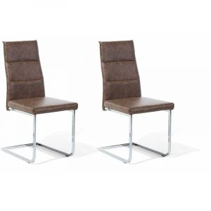 Image de Beliani Lot de 2 chaises en simili-cuir marron clair ROCKFORD