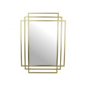 L'héritier du temps Grand Miroir Moderne Géométrique Glace Rectangle en Métal Doré 2,5x53,5x73,5cm 73,5