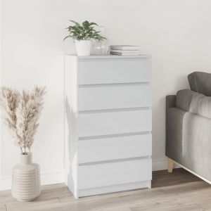 Image de VidaXL Commode Blanc brillant 60x36x103 cm Bois d'ing&eacute;nierie