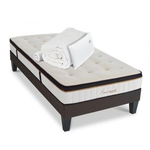 Matelas Emeraude Mousse Haute densit&eacute; Accueil M&eacute;moire de forme+ sommier + accessoires - 90 x190 cm
