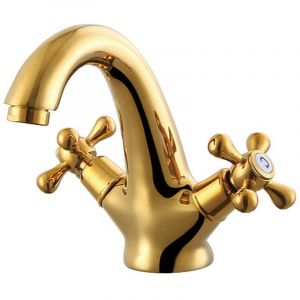 Ideko Robinet salle de bain Melangeur lavabo en laiton Or antique robinetterie vasque Mono