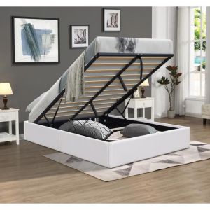 King Of Dreams - Solide Lit Coffre Gris + Pieds pour matelas 120x190 cm - 2 x 12 Lattes - loris - Montage Rapide et Facile - revetement pvc Simili