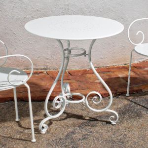 Bizzotto - Table de jardin ronde 70 cm en acier blanc - linty
