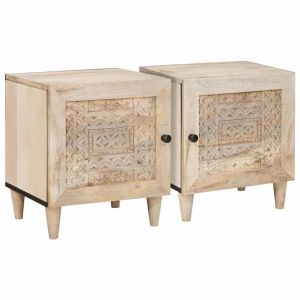 VidaXL Table De Chevet 2 Pcs Beige 40 X 33 X 46 Cm