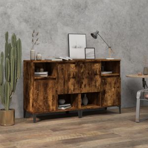 VidaXL Buffets 2 pcs ch&ecirc;ne fum&eacute; 60x35x70 cm bois d'ing&eacute;nierie