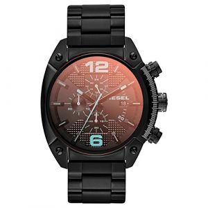 Diesel Montre pour Homme Overflow, Mouvement Chronographe, Boîtier en Acier Inoxydable Noir de 49 mm avec Bracelet en Acier Inoxydable, DZ4316