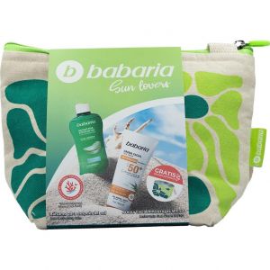 Babaria Trousse solaire rose musqu&eacute;e format voyage | Protection solaire faciale SPF50+ anti-taches et protecteur capillaire | Hydratation et protection | R&eacute;sistant &agrave; l'eau