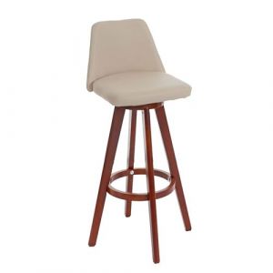 Tabouret De Bar Boras, Chaise De Comptoir, Bois, Similicuir, RotatifCr&egrave;me, Pieds Fonc&eacute;s Neuf