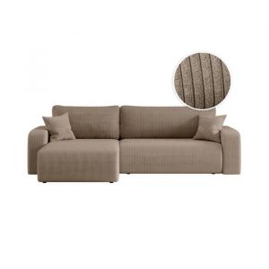 Loungitude Canapé d'angle max réversible et convertible en velours côtelé - Taupe