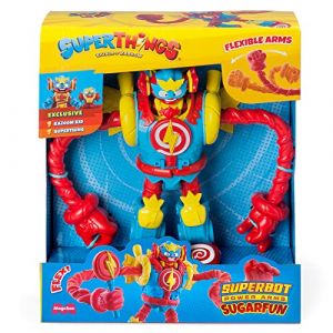 SUPERTHING Superbot Sugarfun - Robot articulé héros avec Bras moulables et Accessoire de Combat avec 1 Kazoom Kid et 1 SuperThing Exclusif