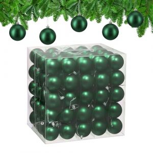 Relaxdays Boule de Noël, lot pratique de 100, mate, plastique robuste, pour le sapin, diamètre : 6 cm, vert foncé