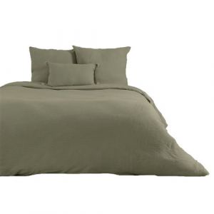 C&ocirc;t&eacute; d&eacute;co - Parure de lit - Double gaze de coton - 220 x 240 cm - Kaki