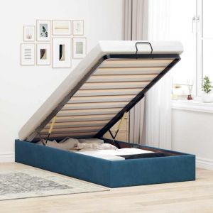 VidaXL Cadre de lit ottoman sans matelas bleu foncé 100x200 cm velours