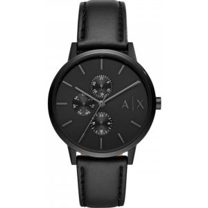 Armani Exchange Montre AX2719 - Bo&icirc;tier Acier Noir Bracelet Cuir Noir Homme