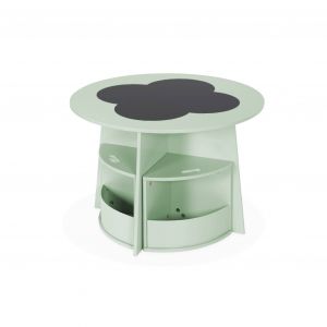 Table avec ardoise et 4 chaises avec rangement pour enfant - Vert