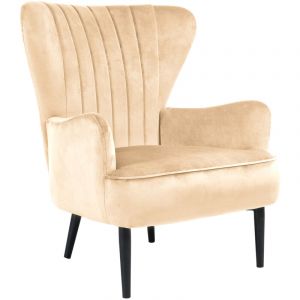 Arthur Fauteuil à oreilles Fauteuil relax Moderne Rembourré Velours Marron - Svita